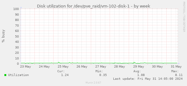 Disk utilization for /dev/pve_raid/vm-102-disk-1