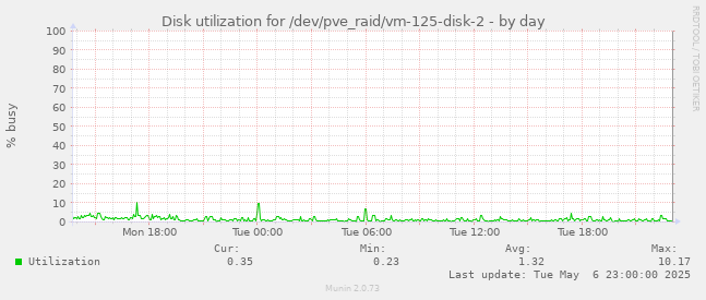 Disk utilization for /dev/pve_raid/vm-125-disk-2